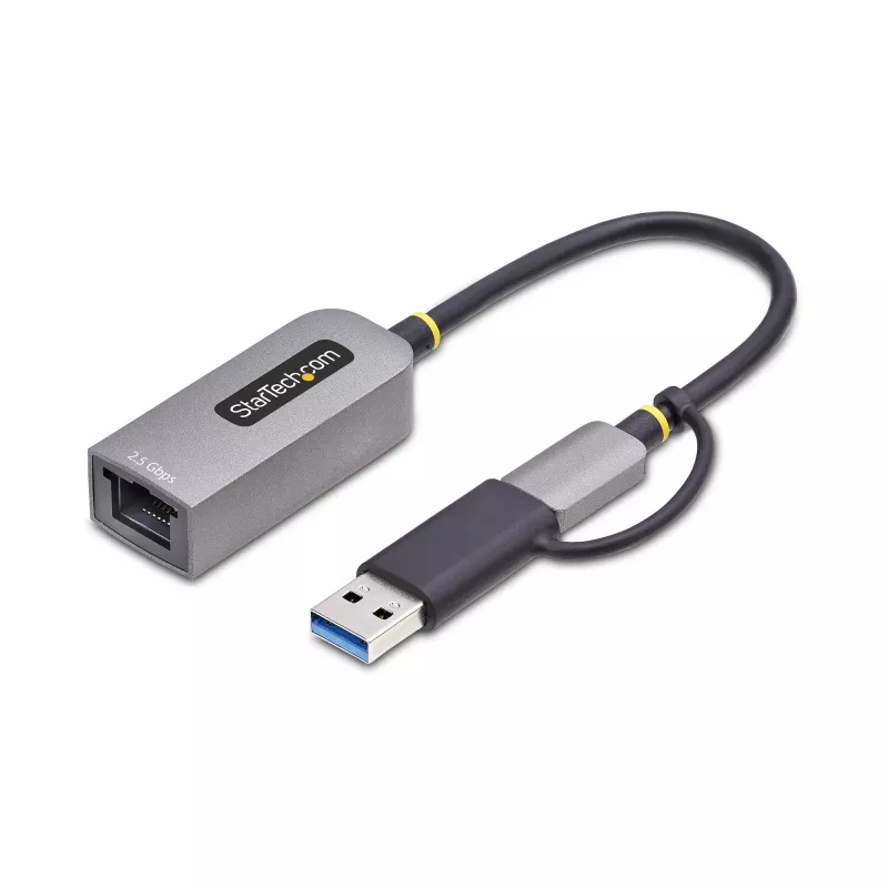 Adaptador StarTech.com 2.5GbE USB-C para Ethernet com conversor USB-A, NBASE-T NIC, USB 3.0 Type-C 2.5/1G rede multi-velocidade, compatível com Thunderbolt, Windows e Mac