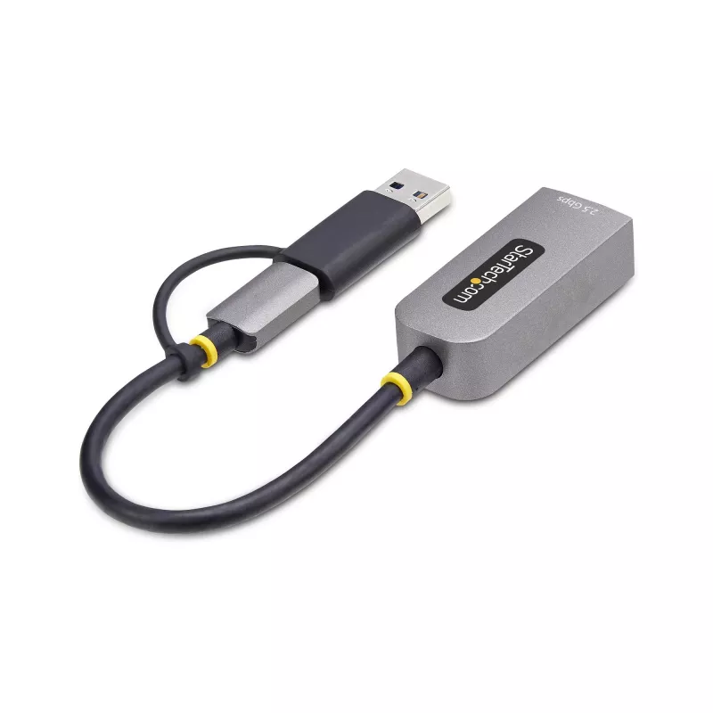 Adaptador StarTech.com 2.5GbE USB-C para Ethernet com conversor USB-A, NBASE-T NIC, USB 3.0 Type-C 2.5/1G rede multi-velocidade, compatível com Thunderbolt, Windows e Mac
