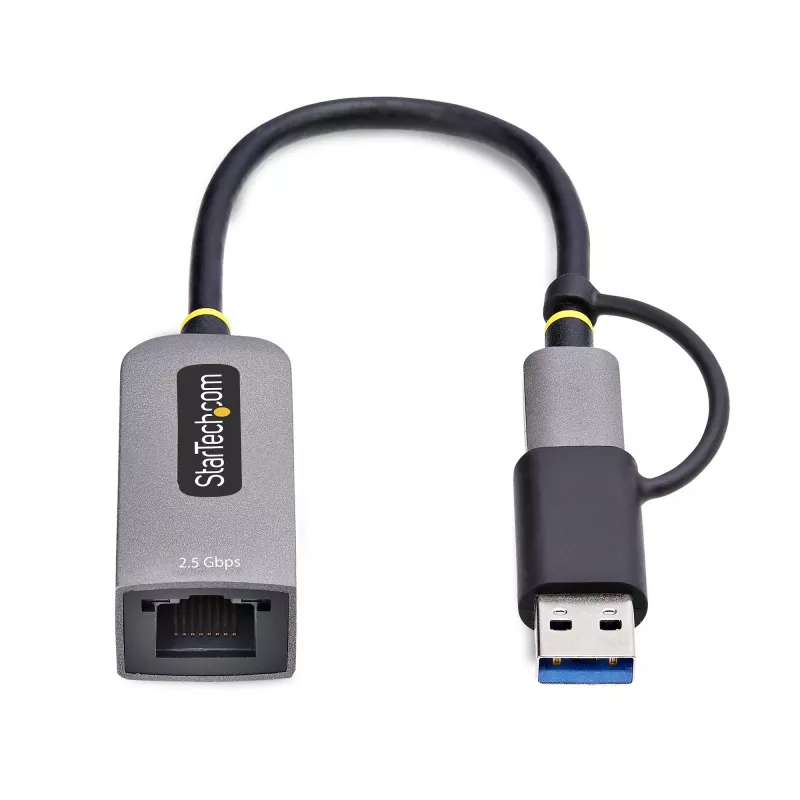 Adaptador StarTech.com 2.5GbE USB-C para Ethernet com conversor USB-A, NBASE-T NIC, USB 3.0 Type-C 2.5/1G rede multi-velocidade, compatível com Thunderbolt, Windows e Mac