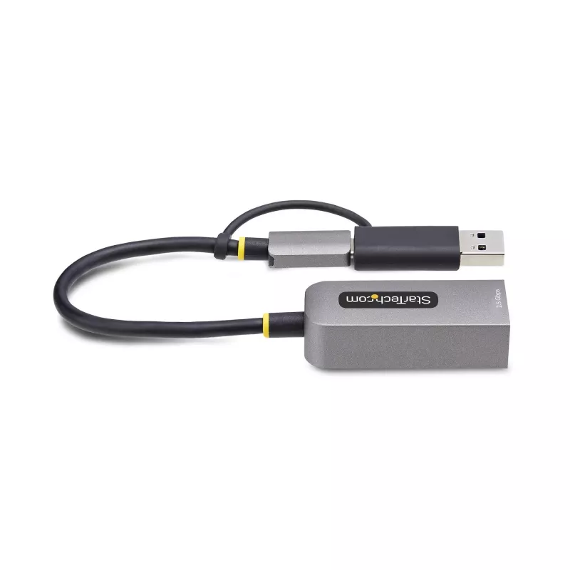 Adaptador StarTech.com 2.5GbE USB-C para Ethernet com conversor USB-A, NBASE-T NIC, USB 3.0 Type-C 2.5/1G rede multi-velocidade, compatível com Thunderbolt, Windows e Mac