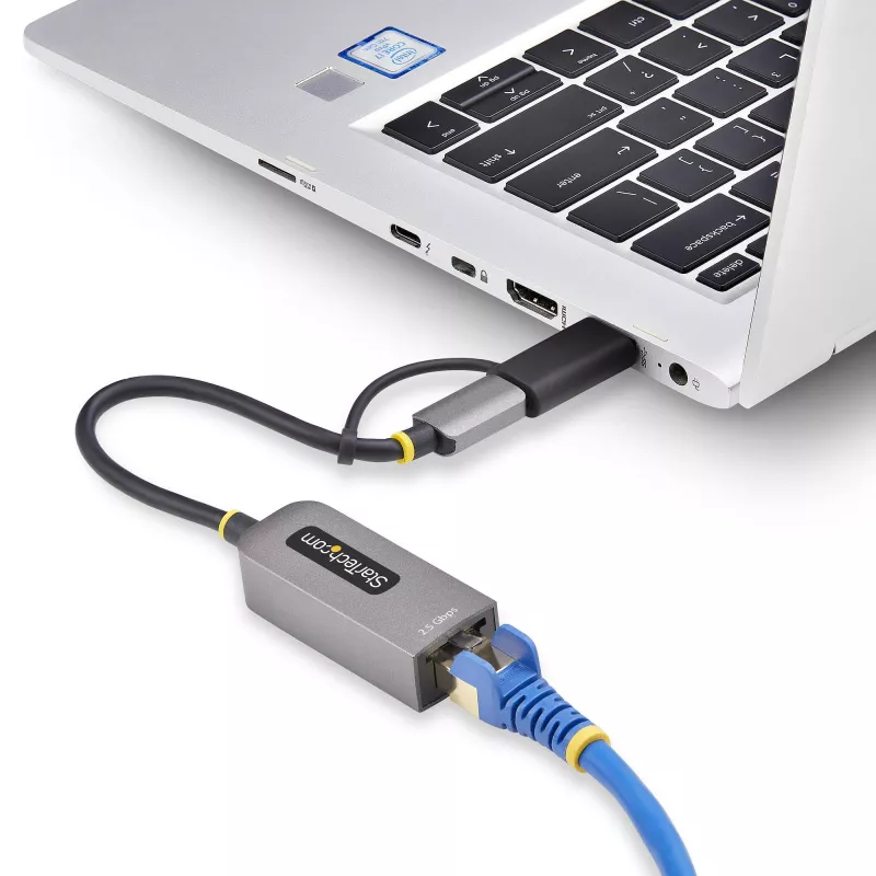 Adaptador StarTech.com 2.5GbE USB-C para Ethernet com conversor USB-A, NBASE-T NIC, USB 3.0 Type-C 2.5/1G rede multi-velocidade, compatível com Thunderbolt, Windows e Mac