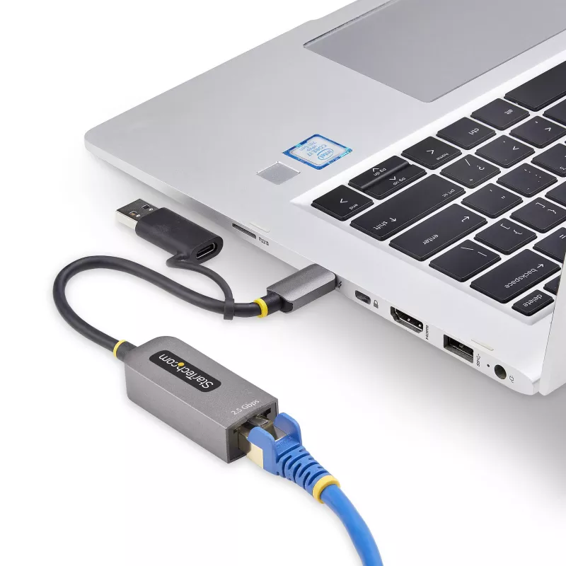 Adaptador StarTech.com 2.5GbE USB-C para Ethernet com conversor USB-A, NBASE-T NIC, USB 3.0 Type-C 2.5/1G rede multi-velocidade, compatível com Thunderbolt, Windows e Mac
