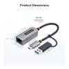 Adaptador StarTech.com 2.5GbE USB-C para Ethernet com conversor USB-A, NBASE-T NIC, USB 3.0 Type-C 2.5/1G rede multi-velocidade, compatível com Thunderbolt, Windows e Mac