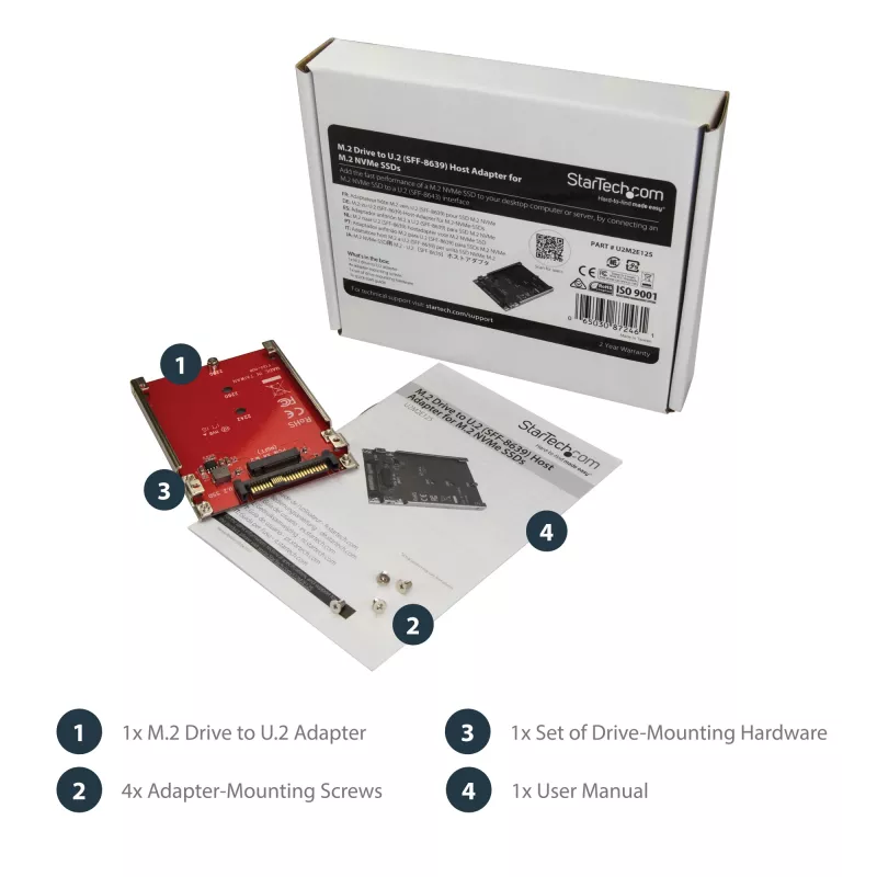 StarTech.com Adaptador host de unidade M.2 para U.2 (SFF-8639) para SSD M.2 PCIe NVMe