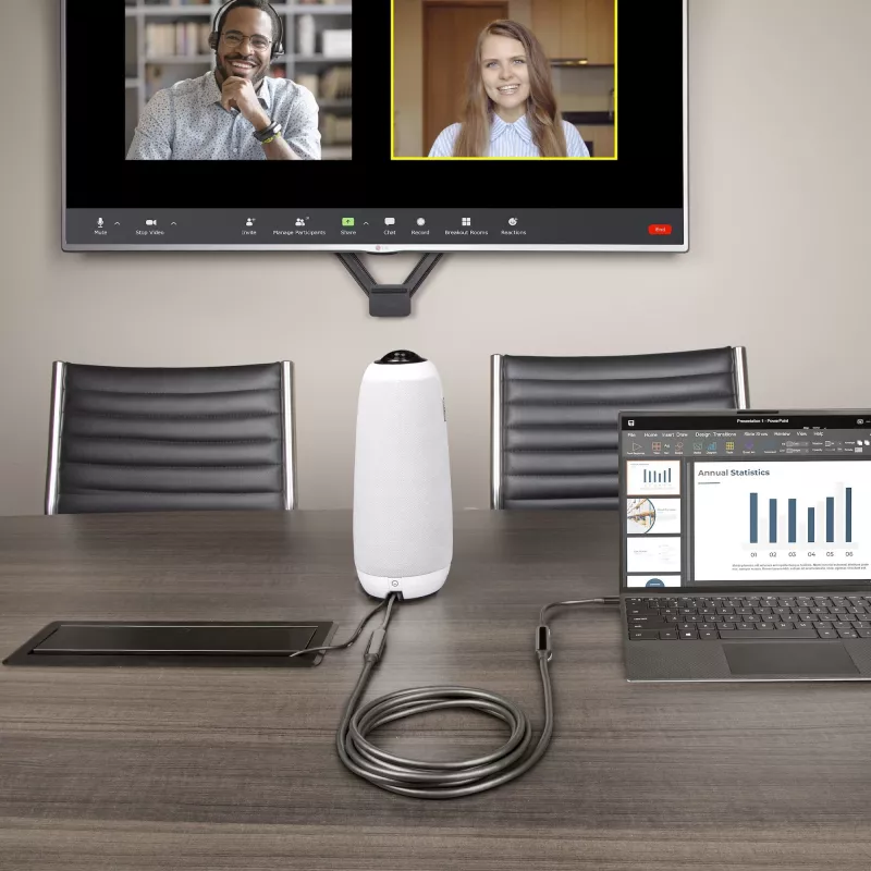 Cabo USB-C ativo StarTech.com 3 m (10 ft), USB 3.2 Gen 2 10 Gbit/s, cabo longo de transferência de dados USB Type-C, 60 W Power Delivery, 8K 60 Hz, DP 1.4 Alt-Mode com HBR3/HDR10/MST/DSC 1.2/HDCP 2.2 – cabo USB-C para USB-C