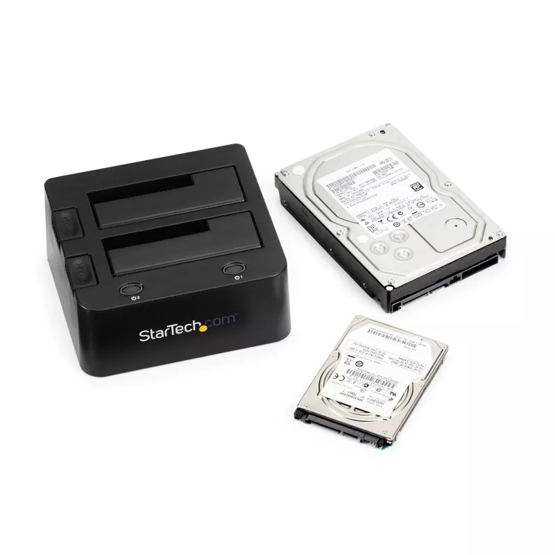 Docking station StarTech.com de dupla baía USB 3.0 para SATA e IDE, dock de disco rígido USB, docking station externa para SSD/HDD SATA I/II/III 2,5/3,5 polegadas e IDE (40 pinos), baías de disco rígido hot-swap, carregamento superior