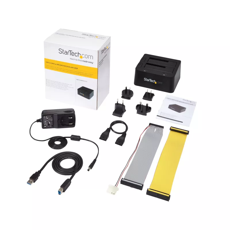 Docking station StarTech.com de dupla baía USB 3.0 para SATA e IDE, dock de disco rígido USB, docking station externa para SSD/HDD SATA I/II/III 2,5/3,5 polegadas e IDE (40 pinos), baías de disco rígido hot-swap, carregamento superior