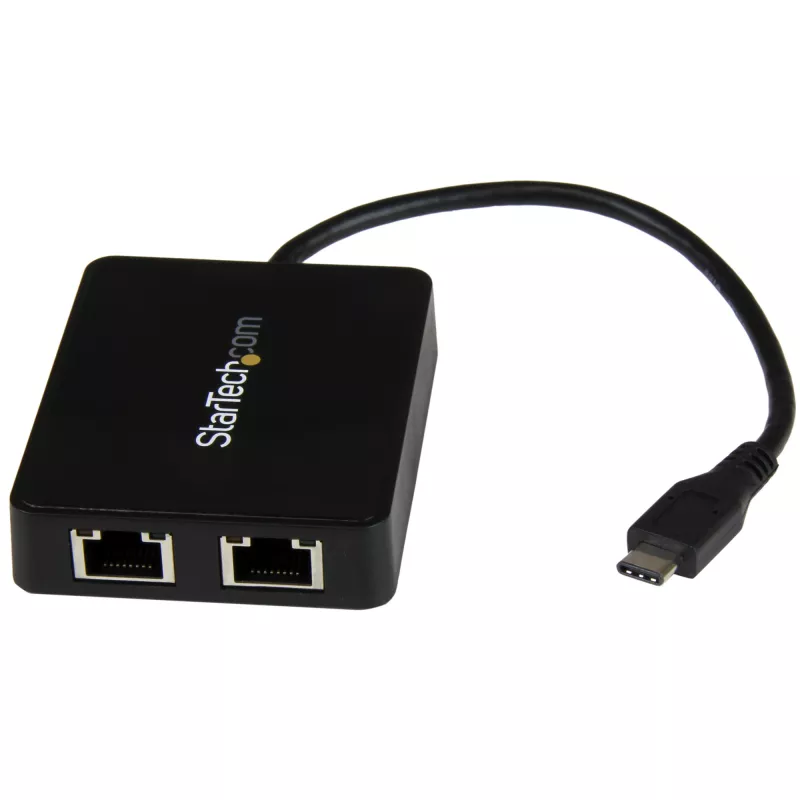 Adaptador StarTech.com USB-C para Ethernet Gigabit duplo com porta USB (Type-A)