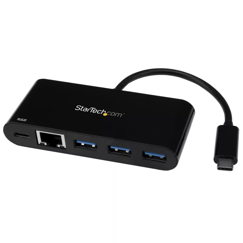 Adaptador StarTech.com USB-C para Ethernet com hub USB 3.0 de 3 portas e Power Delivery