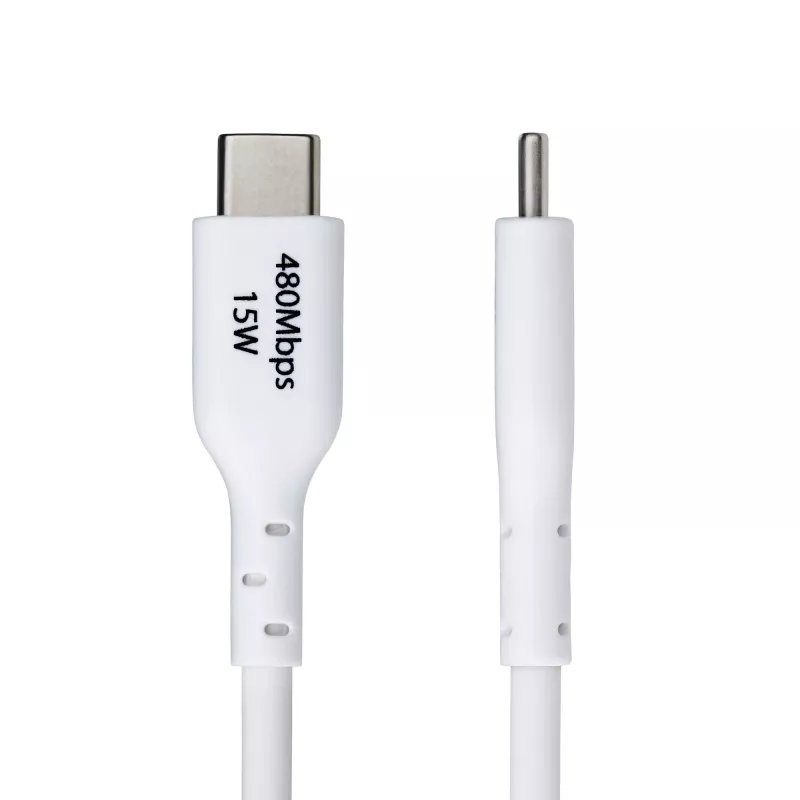 Cabo de carregamento StarTech.com 2m USB-A para USB-C, carregar e sincronizar, 3A, USB 2.0, revestimento TPE - cabo de carregamento USB branco