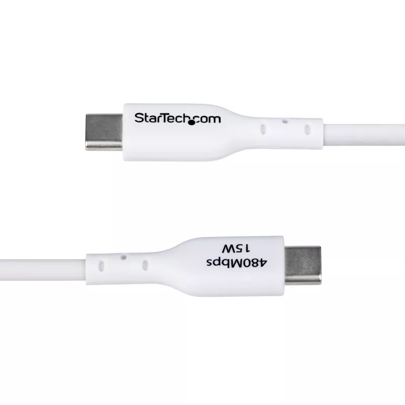 Cabo de carregamento StarTech.com 2m USB-A para USB-C, carregar e sincronizar, 3A, USB 2.0, revestimento TPE - cabo de carregamento USB branco