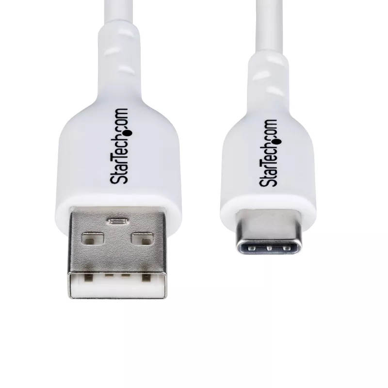 Cabo de carregamento StarTech.com 2m USB-A para USB-C, carregar e sincronizar, 3A, USB 2.0, revestimento TPE - cabo de carregamento USB branco