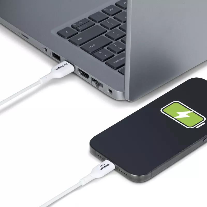 Cabo de carregamento StarTech.com 2m USB-A para USB-C, carregar e sincronizar, 3A, USB 2.0, revestimento TPE - cabo de carregamento USB branco