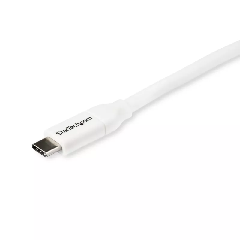Cabo StarTech.com USB-C para USB-C com 5 A PD – M/M – branco – 2 m – USB 2.0 – certificado USB-IF
