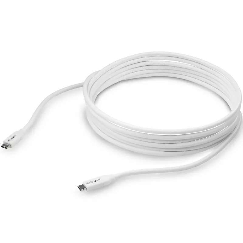 Cabo StarTech.com USB-C para USB-C com 5A PD - M/M - branco - 4 m - USB 2.0 - certificado USB-IF