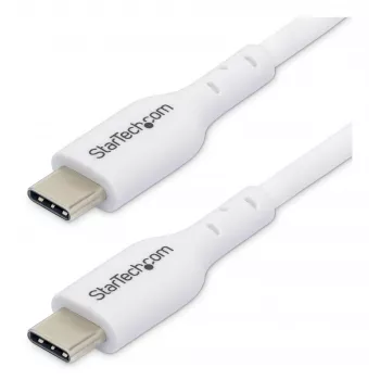 StarTech.com cabo de carregamento USB-C de 2m branco, cabo USB-C, cabo de carregamento USB 2.0 Type-C para portátil, 60W 3A Power Delivery, revestimento TPE, cabo de transferência de dados USB-C, M/M