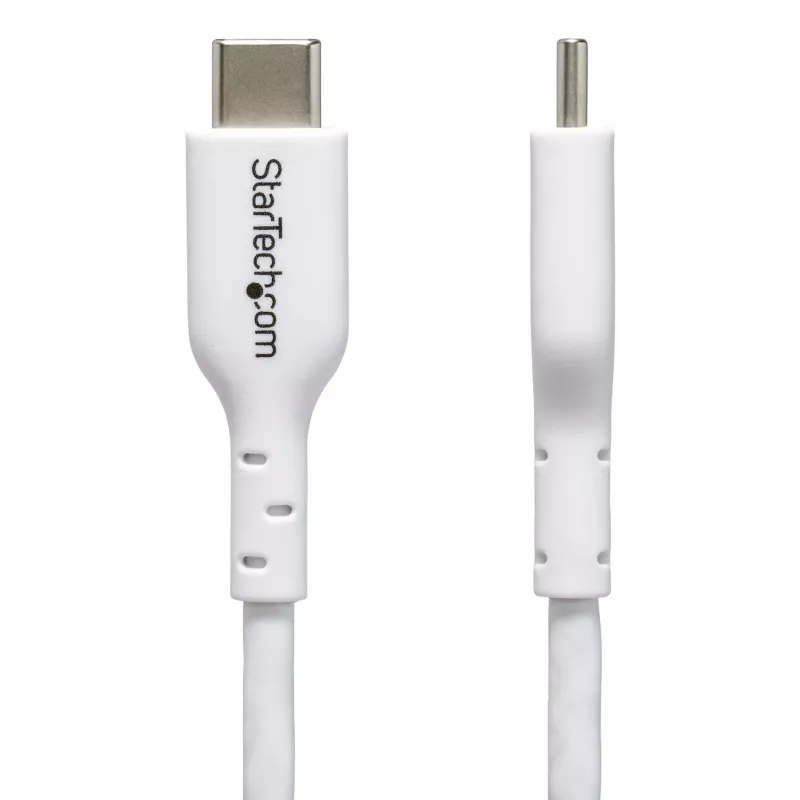 StarTech.com cabo de carregamento USB-C de 2m branco, cabo USB-C, cabo de carregamento USB 2.0 Type-C para portátil, 60W 3A Power Delivery, revestimento TPE, cabo de transferência de dados USB-C, M/M