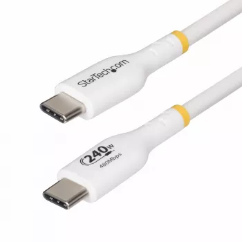 StarTech.com cabo de carregamento USB-C de 2m branco, cabo USB-C certificado USB-IF, 240W PD EPR, cabo de carregamento USB 2.0 Type-C para portátil, cabo de dados USB-C, revestimento TPE