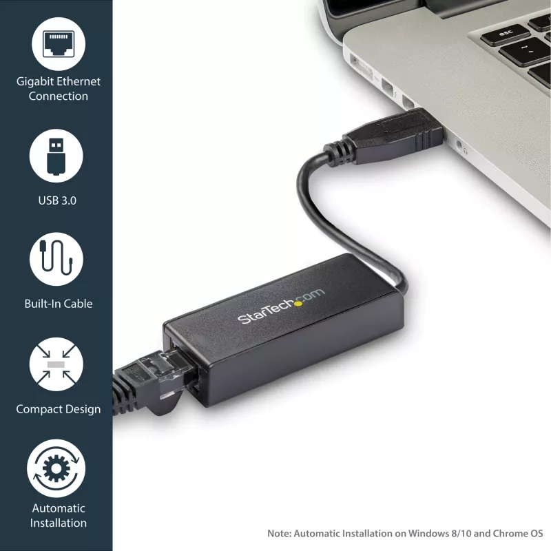 Adaptador de rede USB 3.0 para Gigabit Ethernet StarTech.com, 10/100/1000 Mbit/s, USB para RJ45, adaptador USB 3.0 para LAN, adaptador Ethernet USB 3.0 (GbE), conforme TAA