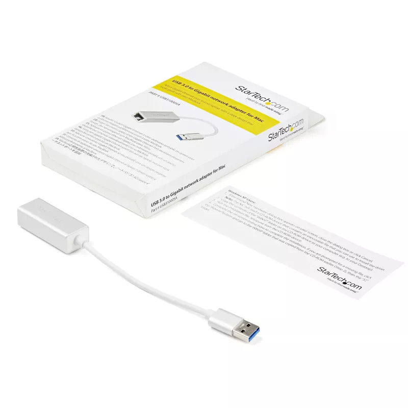 Adaptador de rede USB 3.0 para Gigabit StarTech.com - prateado, com fios, USB, Ethernet, 2000 Mbit/s, prateado