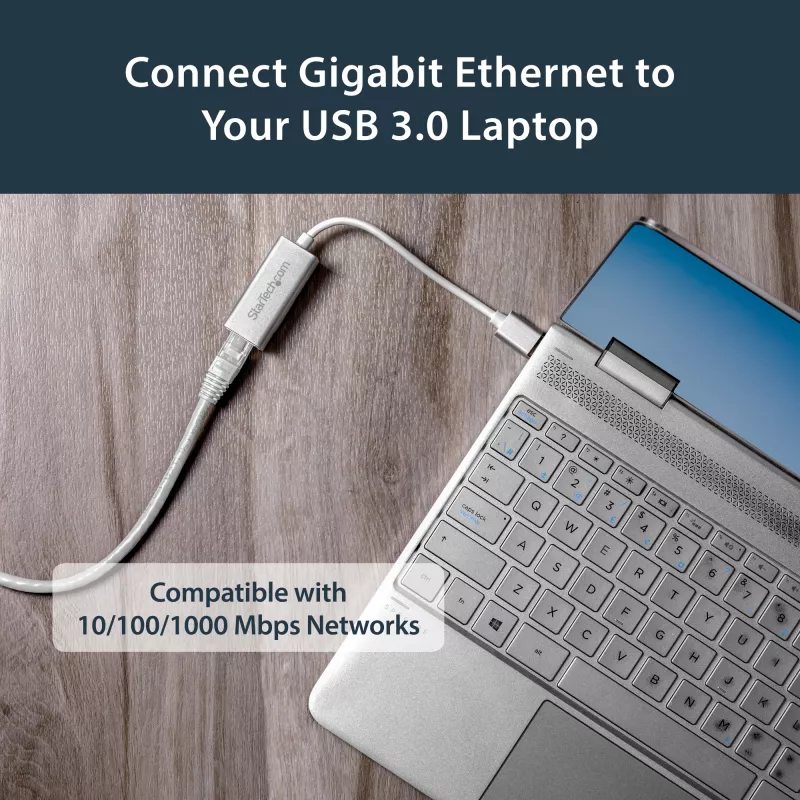 Adaptador de rede USB 3.0 para Gigabit StarTech.com - prateado, com fios, USB, Ethernet, 2000 Mbit/s, prateado