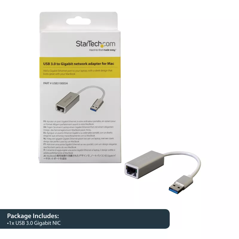 Adaptador de rede USB 3.0 para Gigabit StarTech.com - prateado, com fios, USB, Ethernet, 2000 Mbit/s, prateado