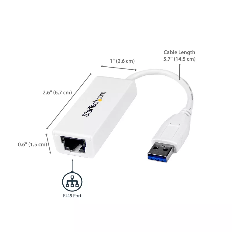 Adaptador de rede USB 3.0 para Gigabit Ethernet StarTech.com, 10/100/1000 Mbit/s, USB para RJ45, adaptador USB 3.0 para LAN, adaptador Ethernet USB 3.0 (GbE), conforme TAA