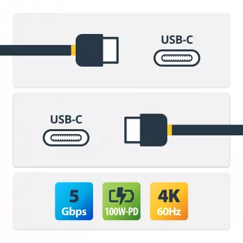 StarTech.com cabo USB-C de 2m 5Gbps – cabo USB-C de alta qualidade – cabo USB 3.0 (5Gbps) Type-C – carregamento 100W (5A) Power Delivery, DP Alt Mode – cabo USB-C para C – carregar e sincronizar