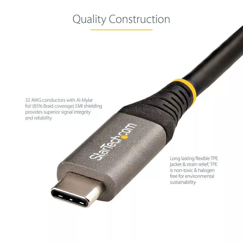 StarTech.com cabo USB-C de 3ft (1m) 10 Gbit/s – cabo USB-C certificado USB-IF – cabo USB 3.1 Type-C – carregamento 100W (5A) Power Delivery, DP Alt Mode – cabo USB-C para C – carregar e sincronizar