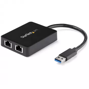 Adaptador de rede StarTech.com USB 3.0 para Gigabit Ethernet de porta dupla NIC com porta USB