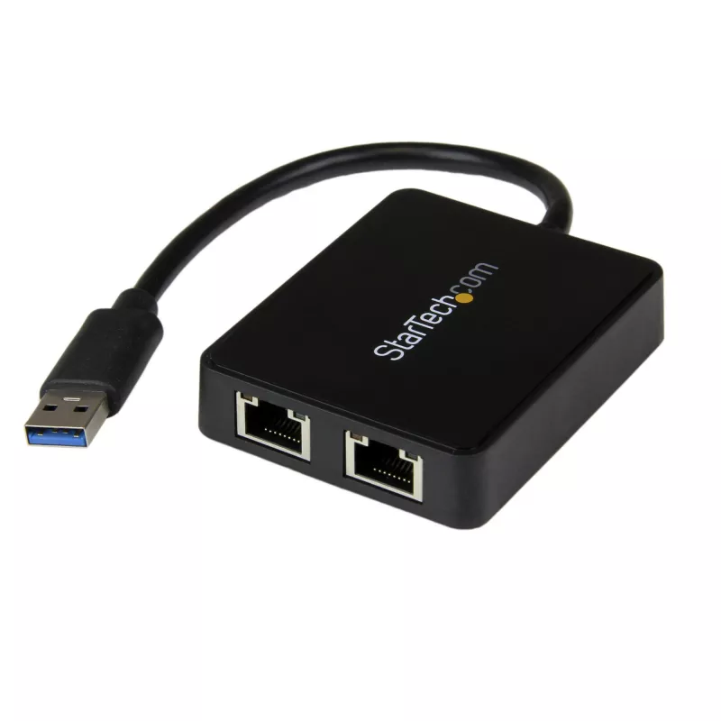 Adaptador de rede StarTech.com USB 3.0 para Gigabit Ethernet de porta dupla NIC com porta USB