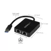 Adaptador de rede StarTech.com USB 3.0 para Gigabit Ethernet de porta dupla NIC com porta USB