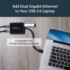 Adaptador de rede StarTech.com USB 3.0 para Gigabit Ethernet de porta dupla NIC com porta USB