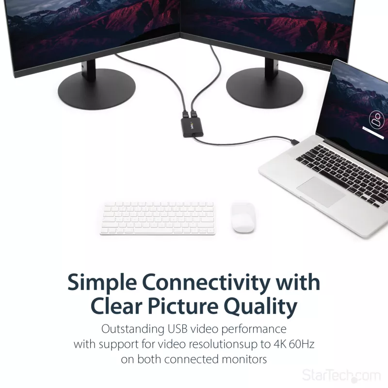 Adaptador StarTech.com USB 3.0 para DisplayPort duplo – 4K 60 Hz, 3.2 Gen 1 (3.1 Gen 1), USB Type-A, saída DisplayPort, 4096 x 2160 píxeis