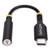 StarTech.com USBCAUDIO2 adaptador de áudio USB-C para 3,5 mm TRRS para auscultadores/auricular com microfone, DAC de 32 bits, compatível com Thunderbolt, 12,7 cm, preto