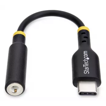 Adaptador de áudio USB-C para jack TRRS de 3,5 mm para auscultadores/headset StarTech.com 12,7 cm (5 polegadas), dongle aux USB Type-C, DAC de 32 bits, compatível com USB-C/Thunderbolt, portátil/telefone/tablet