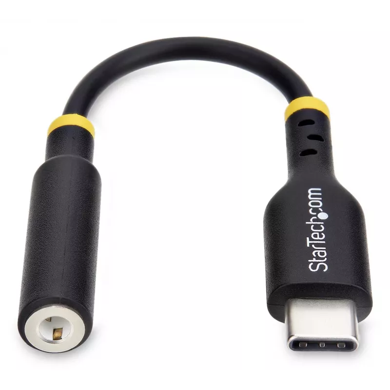 StarTech.com USBCAUDIO2 adaptador de áudio USB-C para 3,5 mm TRRS para auscultadores/auricular com microfone, DAC de 32 bits, compatível com Thunderbolt, 12,7 cm, preto