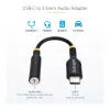StarTech.com USBCAUDIO2 adaptador de áudio USB-C para 3,5 mm TRRS para auscultadores/auricular com microfone, DAC de 32 bits, compatível com Thunderbolt, 12,7 cm, preto