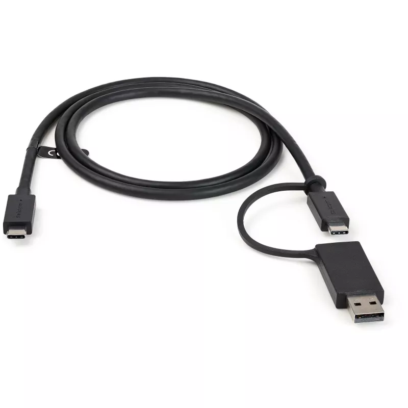 StarTech.com Cabo USB-C de 3ft (1m) com adaptador dongle USB-A – Cabo USB-C híbrido 2 em 1 com USB-A – USB-C para USB-C (10 Gbit/s/100W PD), USB-A para USB-C (5 Gbit/s) – Ideal para estações de ancoragem híbridas