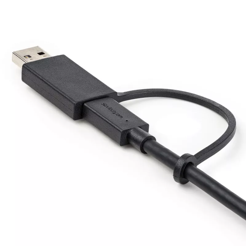 StarTech.com Cabo USB-C de 3ft (1m) com adaptador dongle USB-A – Cabo USB-C híbrido 2 em 1 com USB-A – USB-C para USB-C (10 Gbit/s/100W PD), USB-A para USB-C (5 Gbit/s) – Ideal para estações de ancoragem híbridas