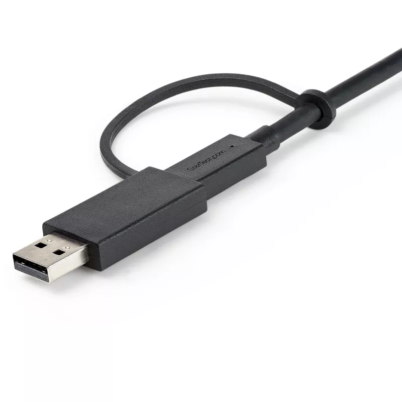 StarTech.com Cabo USB-C de 3ft (1m) com adaptador dongle USB-A – Cabo USB-C híbrido 2 em 1 com USB-A – USB-C para USB-C (10 Gbit/s/100W PD), USB-A para USB-C (5 Gbit/s) – Ideal para estações de ancoragem híbridas
