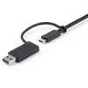 StarTech.com Cabo USB-C de 3ft (1m) com adaptador dongle USB-A – Cabo USB-C híbrido 2 em 1 com USB-A – USB-C para USB-C (10 Gbit/s/100W PD), USB-A para USB-C (5 Gbit/s) – Ideal para estações de ancoragem híbridas