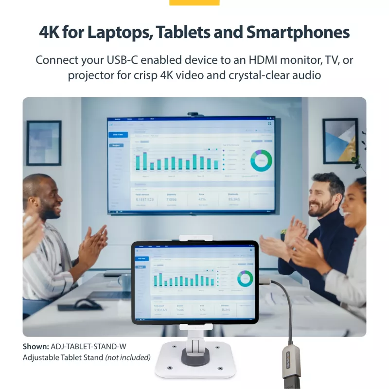 Adaptador USB-C para HDMI StarTech.com, vídeo 4K 60 Hz, HDR10, dongle USB-C para monitor HDMI, compatível com USB4 / Thunderbolt