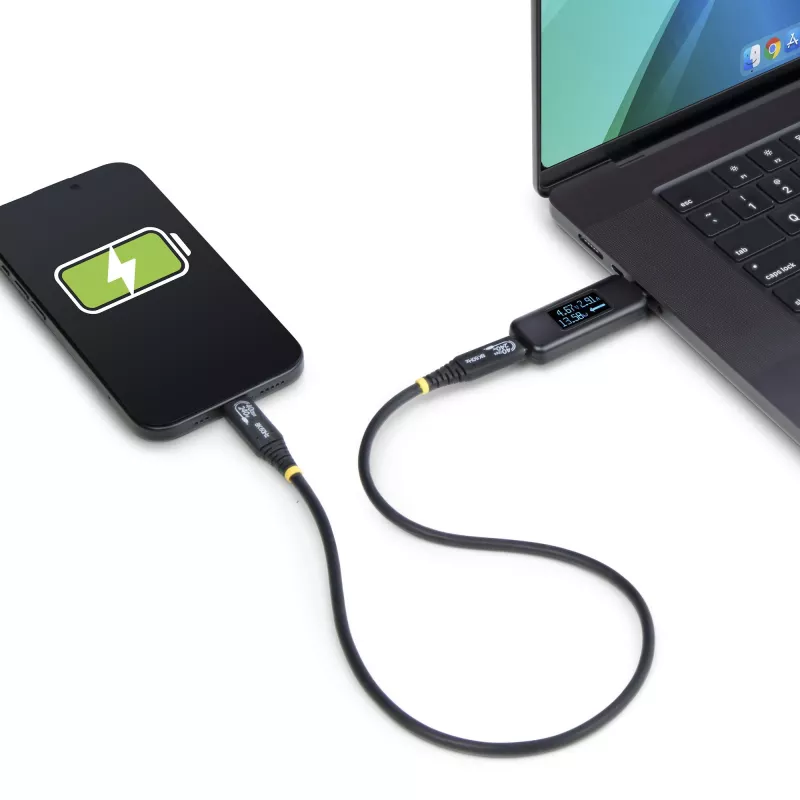 StarTech.com testador de potência USB-C, multímetro digital, medidor bidirecional de tensão e corrente, até 240W PD EPR, testador portátil de potência de cabos e portas USB-C