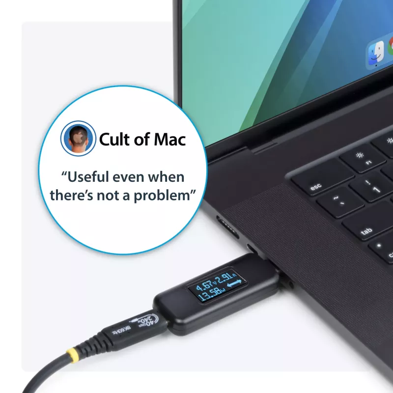StarTech.com testador de potência USB-C, multímetro digital, medidor bidirecional de tensão e corrente, até 240W PD EPR, testador portátil de potência de cabos e portas USB-C