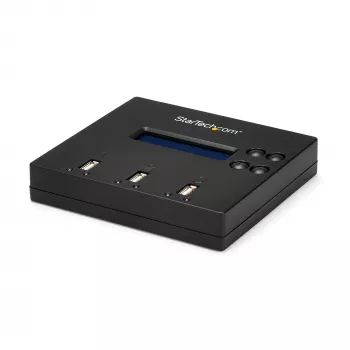 Duplicador e apagador autónomo de pen drives USB 1 para 2 StarTech.com, copiador de várias pen drives USB, cópia de sistema e ficheiros e de unidade completa a 1,5 GB/min, apagamento simples e de 3 passagens, visor LCD – TAA