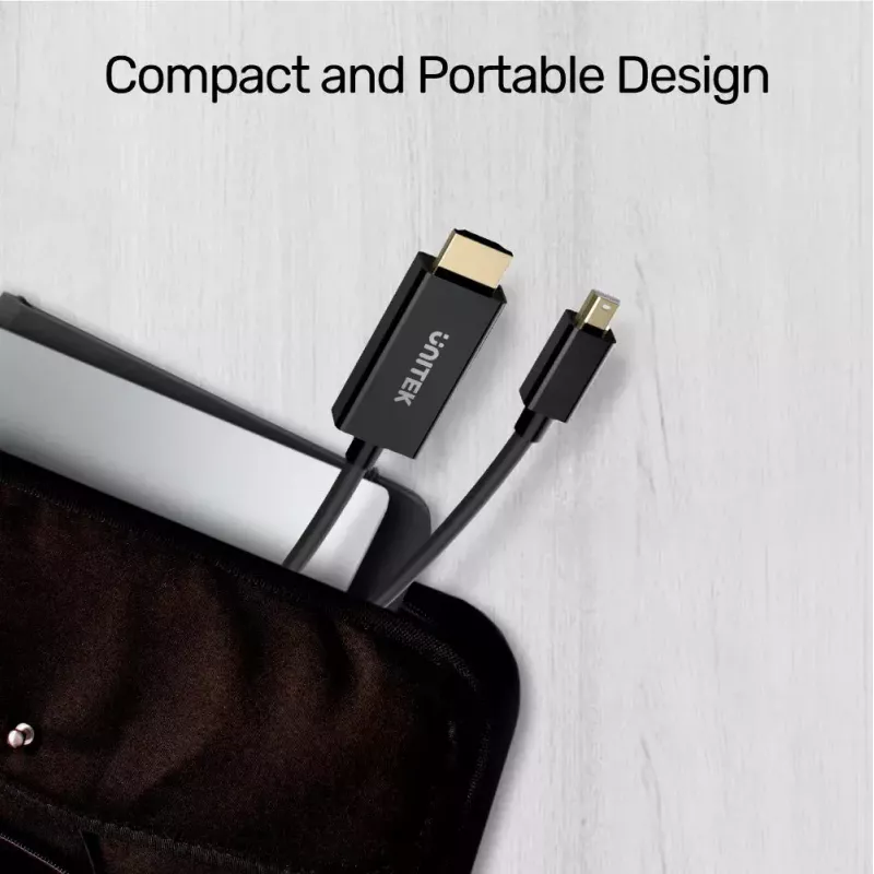Unitek V1152A cabo adaptador de Mini DisplayPort para HDMI, 4K 30 Hz, 2 m, preto