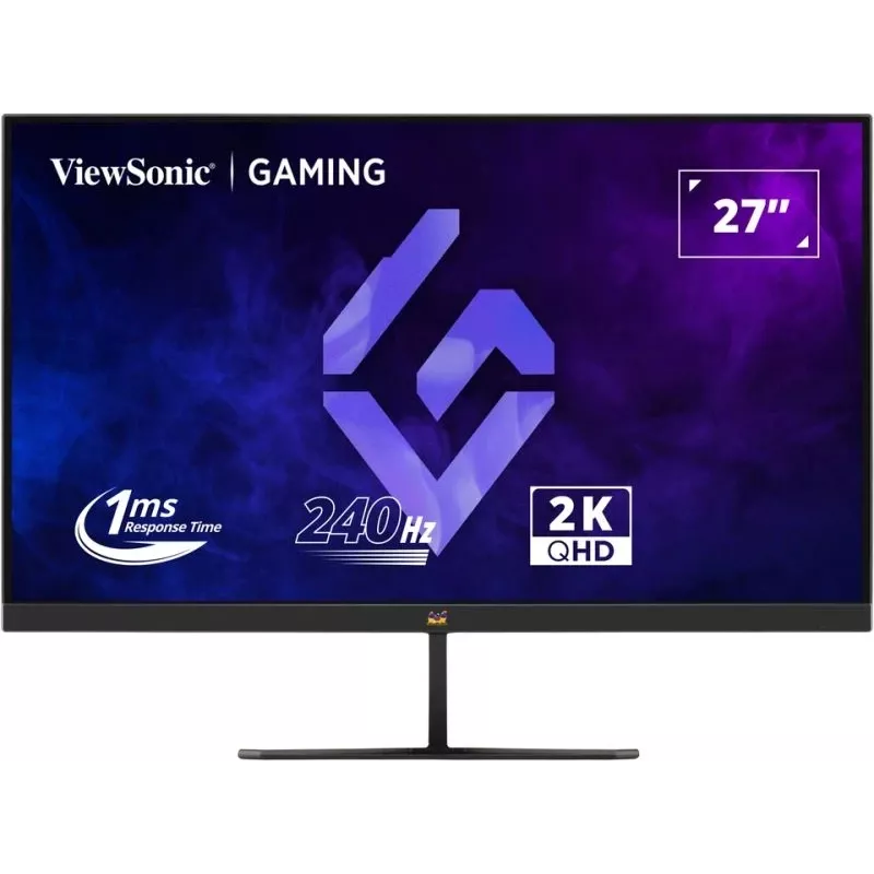 ViewSonic VX2758A-2K-PRO-3 monitor gaming de 27 polegadas (68,6 cm), IPS, 2560 x 1440 QHD, 240 Hz, 1 ms, FreeSync Premium, HDR400, 2x HDMI 2.1, DisplayPort, preto