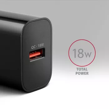 Axagon ACU-QC18 QC 3.0 1× saída carregador de parede 18W, interior, AC, preto