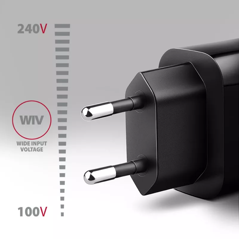 Axagon ACU-QC18 QC 3.0 1× saída carregador de parede 18W, interior, AC, preto